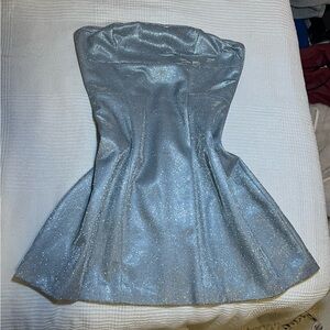 Shimmering Strapless Mini Silver Dress